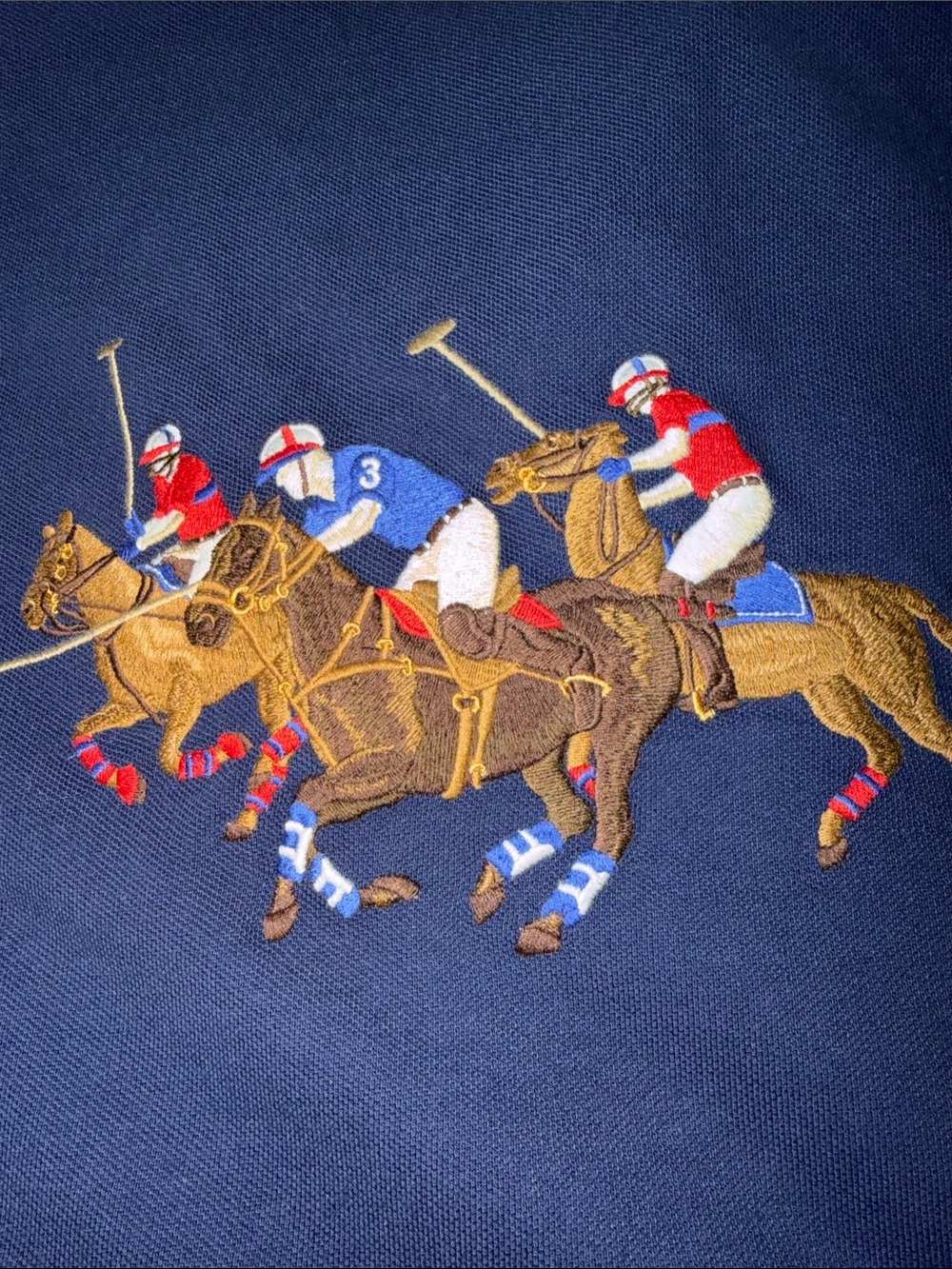 NWT! Polo Ralph Lauren Men's XLT Triple Pony Mesh Polo Shirt Blue Embroidered